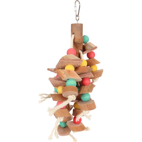 Jouet à mâcher pour oiseaux, blocs de bois colorés à ronger en forme de bec ou de patte, jouet à suspendre pour cage de petit oiseau, perruche calopsitte, inséparable, perruche ondulée, L (1/5)