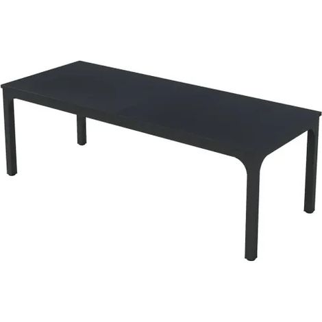 Bureau rectangulaire industriel pour 2 personnes, plateau MDF 200x70 cm, cadre métal noir (1/5)