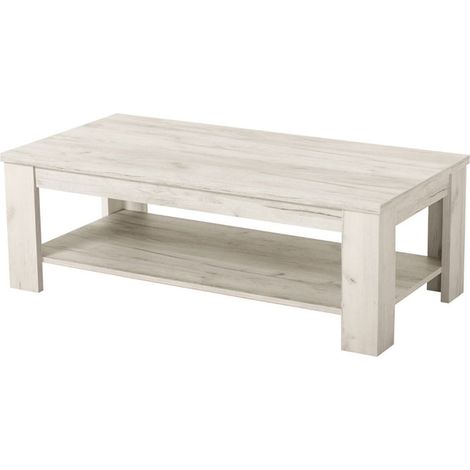 Couchtisch Front, ein Fach, rechteckig, Tischplatte Lärchenfarbe, 120x60x41,5h cm weiß Lärche