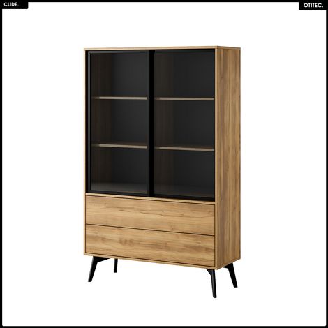 Armoire vitrine - L.100 x H.165 x P.39 cm - CLIDE (1/4)