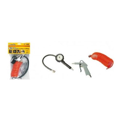 Mecafer – Kit 3 pièces gonflage et soufflage – Soufflette bec court pour nettoyage précis – Poignée en nylon avec raccords rapides – 150052