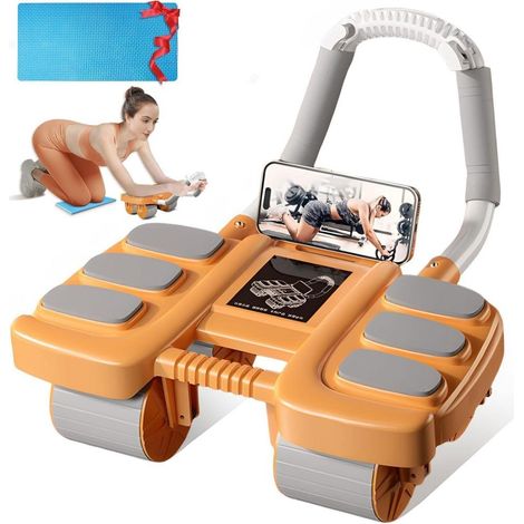 Rouleau abdominal, appareil de musculation abdominale pour usage domestique, rouleau abdominal avec support pour les coudes, avec rebond automatique, appareil de musculation abdominale, rouleau d'entr (1/5)
