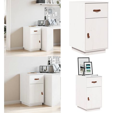 Armadietto da Scrivania Bianco 40x50x75 cm Legno Massello Pino - Armadio da scrivania - Armadio in legno
