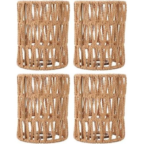 Abat-jour rétro Imitation rotin, Style bohème, tissé à la main, pour lampadaires, lustres, mur de Table, 4 pièces