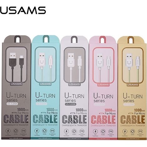 Câble microUSB USAMS U-Turn 1 m blanc/blanc 2 A MICUSBXD02 (US-SJ098)