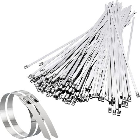 Collier de Serrage Inox 100 Pièces, 200mm×4,6mm Attache Câblées Acier Inoxydable, Collier de Serrage Pour Enroulement D'échappement, Câbles Groupés, Entretenir les Clôtures et les Auvents (1/4)