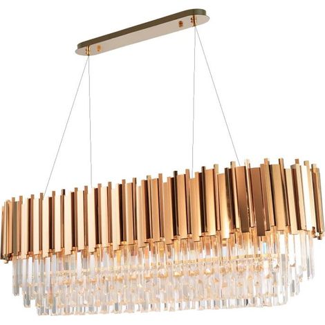 Pendant Lamp TOOLIGHT 312355 Cristal Gold 6-light points E14 60x30x38-138cm (1/5)