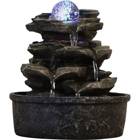 Fontana ZenLight Little Rock in poliresina, marrone scuro, 20 x 20 x 23 cm