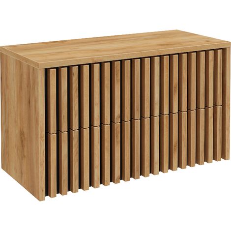 Waschbeckenunterschrank 100 cm für Aufsatzwaschbecken LUCCA-107 in Eiche Nb. mit Lamellenfroten, B/H/T: ca. 101/62,5/45,5 cm (1/5)