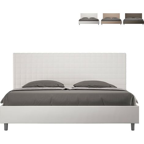 Letto con rete imbottito 180x200 similpelle bianco Sunny (1/5)
