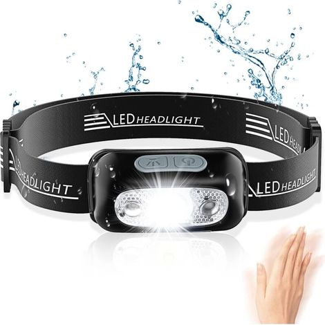 Stirnlampe, leistungsstarke LED-Stirnlampe mit Bewegungssensor, IPX6 wasserdicht, 4 Beleuchtungsmodi, professionelle, per USB wiederaufladbare Stirnlampe für Camping, Wandern usw.