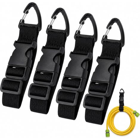 Range Câble 4 Pièces – Attache Câble avec Clip Triangle Réglable, Accroche Mousqueton Plastique, Support Tuyau Arrosage Mural, Attache Sangle pour Rangement, Capacité 22 kg (1/5)