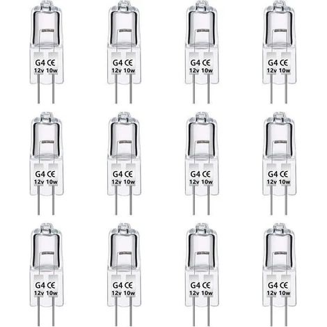 Paquet de 12 Ampoules Halognes G4 12V 10W,Intensité Variable,Blanc Chaud 2700K,Lampe Halogène Basse Tension G4 AMPOULE YYV (1/4)