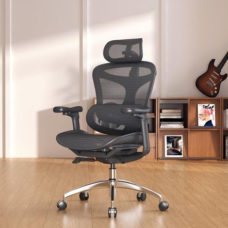 SIHOO Doro C300 Ergonomischer Bürostuhl mit ultraweichen 3D-Armlehnen, dynamischer Lordosenstütze für den Homeoffice-Stuhl, Verstellbarer Rückenlehne (Schwarz) (1/5)