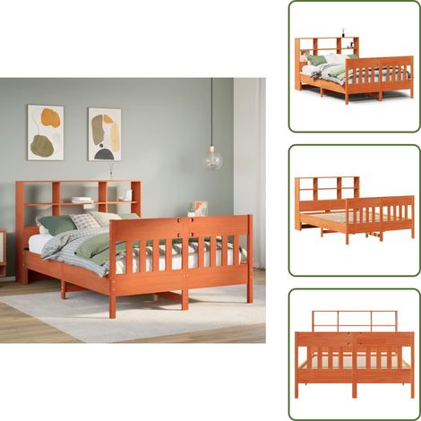 The Living Store Estructura de cama sin colchón madera maciza marrón 120x190 cm - Estructura de cama