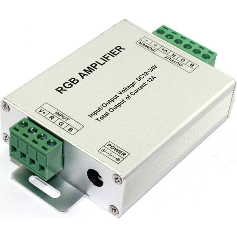 Amplificateur de signal pour bande LED 12-24V 12A/24A, boîtier en aluminium