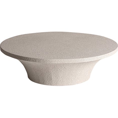 Table basse contemporaine beige en ciment et travertin raffiné - Beige travertin naturel (1/4)