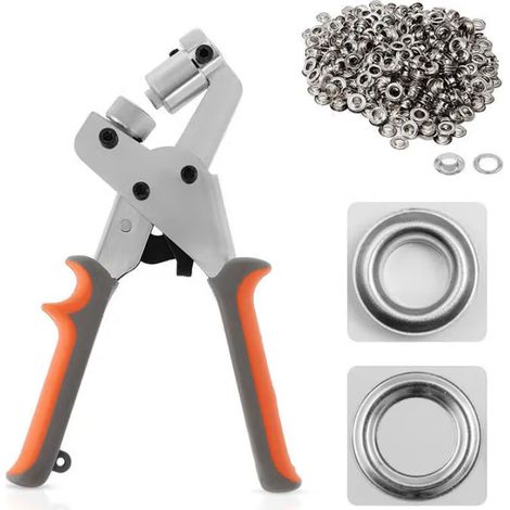 Profi Ösenzange Set mit 100 Ösen inklusive - Ösen-Set (Ø 10.5mm) I Magnetische Ösenpresse I Ösenstanze für Stoffe, Planen und Sonnensegeln (Ösenzange neue Version) (1/5)