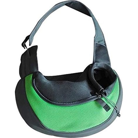 Sac de Transport Portable Chien Sac Bandoulière Filet Respirant pour Chien et Chat Chiot épaule pour Animaux de Compagnie Sling Sac Transporteur Réglable Sac de Voyage pour Petits Animaux Chien,L,Vert (1/4)