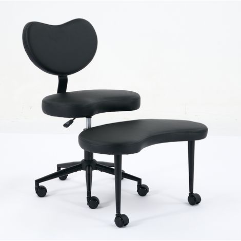 Fauteuil de méditation modulable avec roulettes, coussin plus grand en PU noir, soutien lombaire, design flexible (1/5)