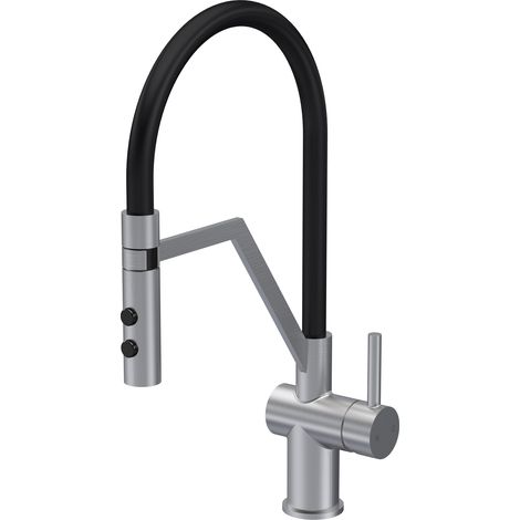 Nuie Ravi Mono Kitchen Sink Mixer Tap Single Lever Handle - Brushed Nickel (1/2)