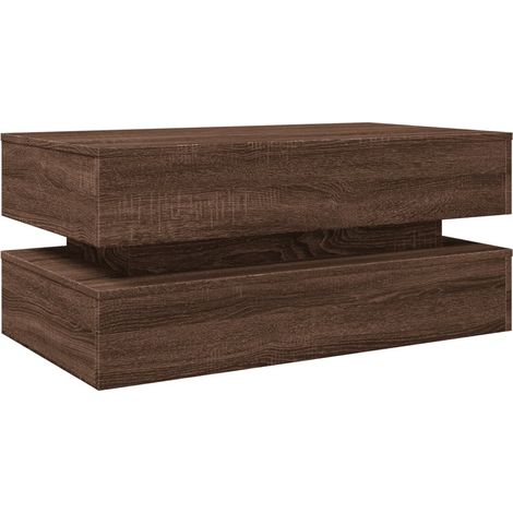 Mesa de centro con luces LED marrón roble 90x50x40 cm vidaXL (1/4)