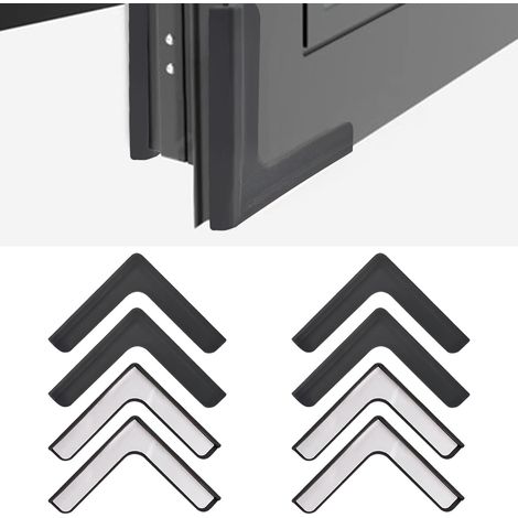 Juego de 8 protectores de esquinas de ventana autoadhesivos de silicona en forma de L para proteger los bordes de los herrajes de ventana (negro) (1/5)