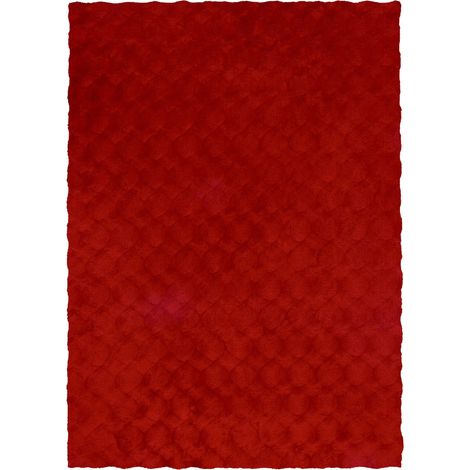 Tapis shaggy rouge doux et résistant haute densité - 120 x 120 cm (1/5)