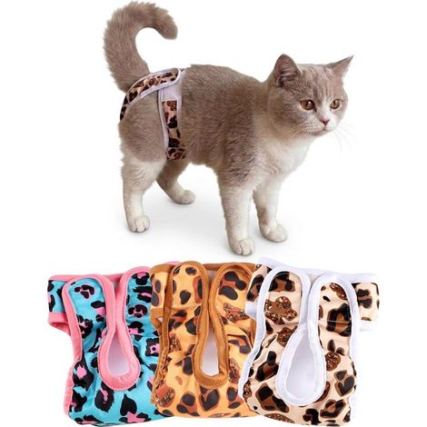 Culottes de course pour chats et chiens - Taille S - Couches pour chats - Couches pour chiens - Lot de 3 couleurs - Couches réutilisables pour chiens - Lavables - Ajustables 26-34 cm (1/5)