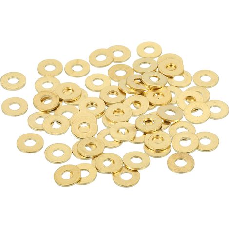 110Pcs Rondelle Métal Plate Laiton, Kit Rondelles Écrasables Cuivre M3 Assortiment, 3mm Alésage, 8mm OD, 0.8mm Épaisseur pour Boulons Vis Réparation Mécanique, Construction (1/5)