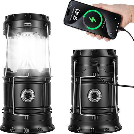 Lanterna da campeggio, luce LED a energia solare, torcia portatile impermeabile con display chiaro, illuminazione esterna compatta con batteria a lunga durata, pat (1/5)