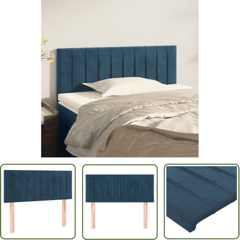 The Living Store Tête de lit Bleu foncé 90x5x78/88 cm Velours - Tête De Lit - Literie - Meuble Chambre - Velours - Têtière Lit (1/5)