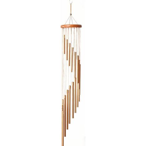 Windspiel 89,9 cm mit 18 Aluminiumröhren, goldfarben, für Garten & Terrasse