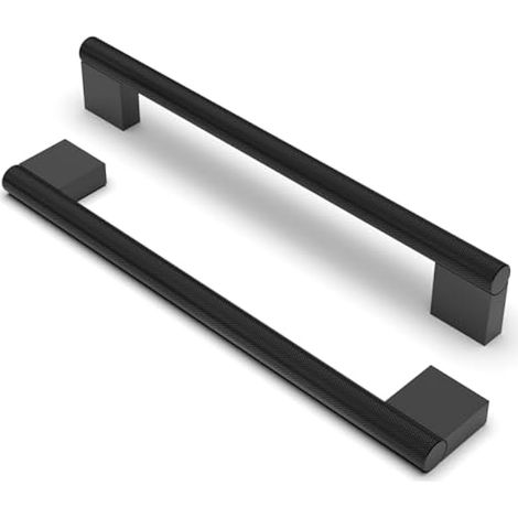10 pièces Boutons d'armoire moletés Poignées Noir mat Espacement des Trous de 192 mm Poignées de Meubles Poignées de Placard Poignées de Cuisine Poignées de Tiroir de Meubles (1/4)