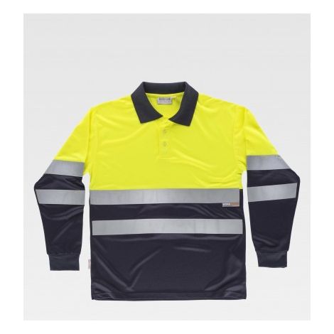 Polo combinado de Alta Visibilidad con manga larga y cuello clásico WORKTEAM C3870