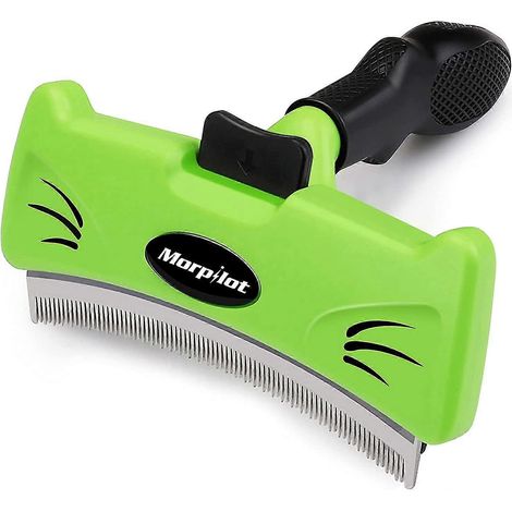 Brosse pour chien et chat, peigne démêlant avec bouton d'élimination rapide des poils, brosse de toilettage pour chiens et chats à poils longs ou courts, réduit efficacement la perte de poils (1/5)