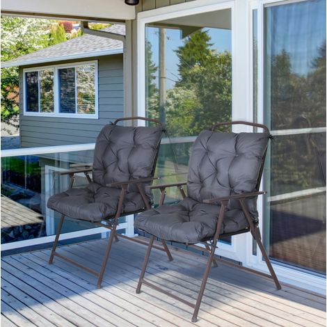 Coussin de chaise de jardin 2 pièces, 50 x 98 x 8 cm, avec attaches, gris HAVRYA (1/5)
