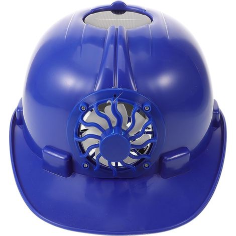 Casque en Plastique de Refroidissement Bleu à Énergie Solaire pour Chantier Chapeau Ventilateur Solaire, Casque Sécurité Chantier, été Vacances pour Travaux Extérieurs (1/5)