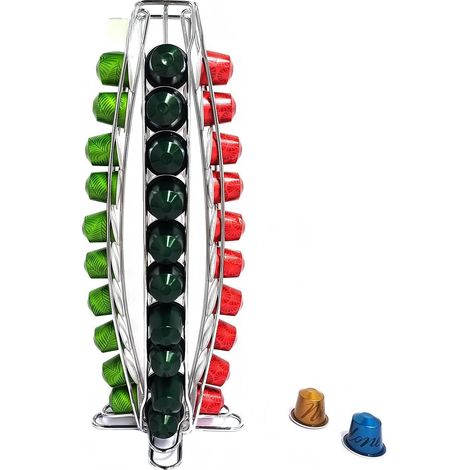 Porte-capsules de café rotatif pour 40 capsules Nespresso, support de rangement en fer CP031 - argent