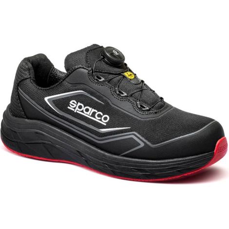 Chaussures Sparco Teamwork+Rotor S1PS pointure 42 chaussures de se'curite' ultra-respirantes de type running avec fermeture par cable et rotor a' de'gagement rapide Nero/Rosso 42