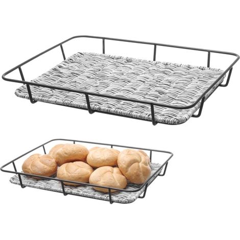 Vassoio portapane con struttura in acciaio inox, grigio melange, 400x300x50 mm - Hendi 426524 (1/5)