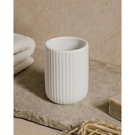 Exagonshop Bicchiere portaspazzolini da appoggio in ceramica