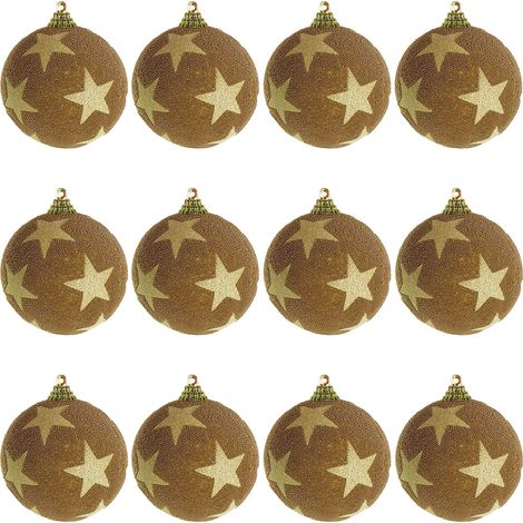 12 Stk. Weihnachtbaumkugeln Stern 8 cm Gold-MYW53769-4-gold (1/2)