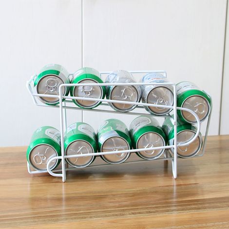 Double couche support canettes roulant réfrigérateur boisson rangement étagère