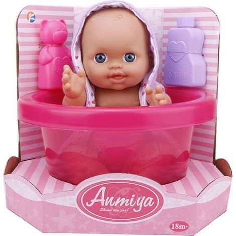 Werbegeschenk: 30 cm große Babypuppe in Badewanne + Badezubehör