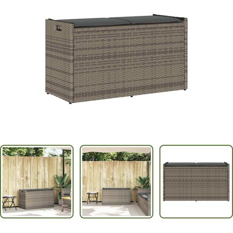 Außenbank - Outdoor-Sitzbank mit Stauraum und Kissen Grau 100 cm (1/5)