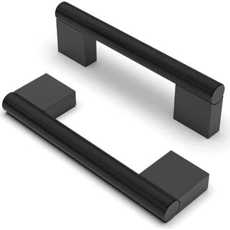 10 pièces Boutons d'armoire moletés Poignées Noir mat Espacement des Trous de 96 mm Poignées de Meubles Poignées de Placard Poignées de Cuisine Poignées de Tiroir de Meubles (1/4)