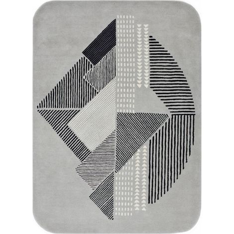 Tapis salon et chambre en laine 160x230 gris et taupe fait à la main