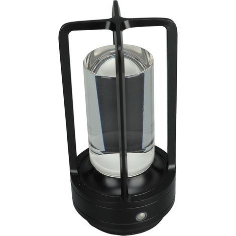 Lampe de table sans fil, 3 couleurs, intensité variable, LED, rechargeable, tactile, lampe de chevet, noire (1/5)