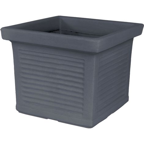 Quadratische Vase Millerighe aus Harz für den Außenbereich 'Made in Italy -Millerighe 40 cm / Terrakotta